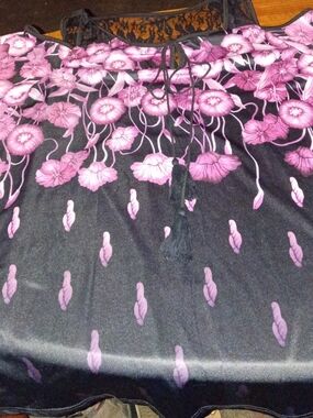 Black Top with Pink Floral Border